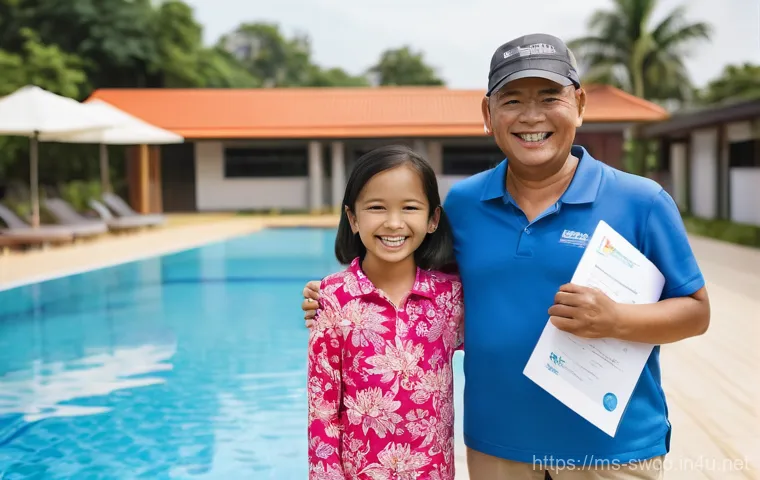 수영강사 고객 유지 전략 - **Prompt 2: Dynamic Group Class with Fun Activities**
    A lively scene of a swimming lesson taking...
