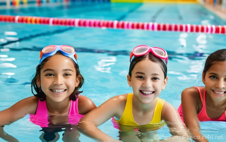 수영강사 프리랜서 장단점 - Image Prompt 1: Joyful Swimming Lesson**
